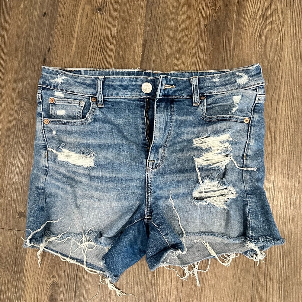 American Eagle Outfitters Blue Distressed Jean Shorts